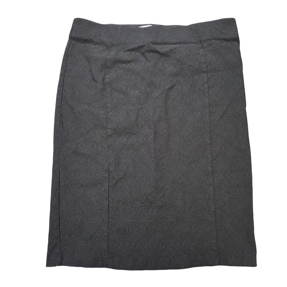 Cato Textured Pull On Pencil‎ Skirt Women's Size 16W Black Back Vent Stretch